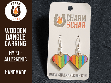 Pride Heart Wood Dangle Earrings - Lifestyle Fashion Earring - Dangle Earring - Charm and Char